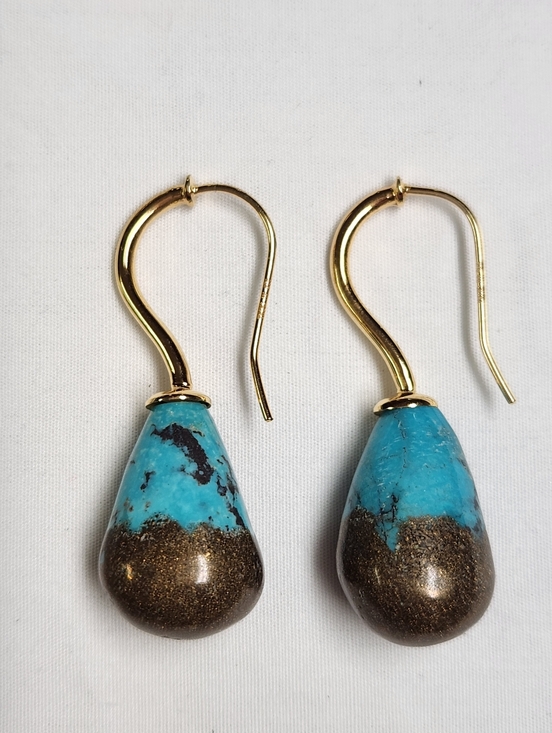 Colleen Lopez Jewelry - Colleen Lopez Sterling Silver Goldclad Turquoise And Copper Nugget Earrings